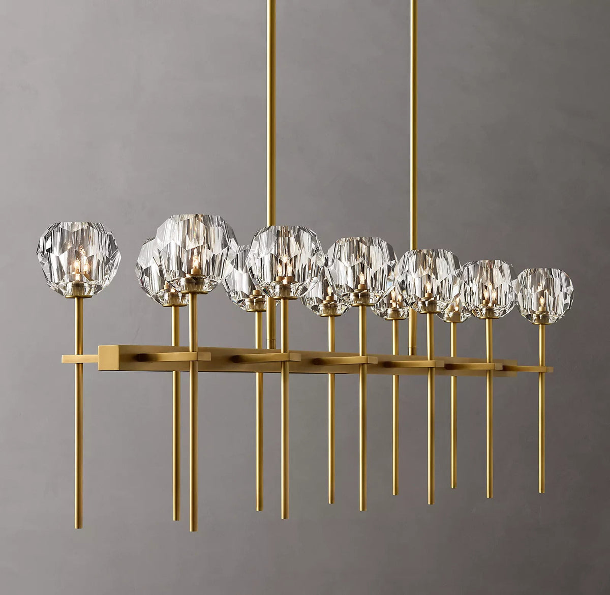 Bille De Crystal Ball Double Linear Chandelier 60"