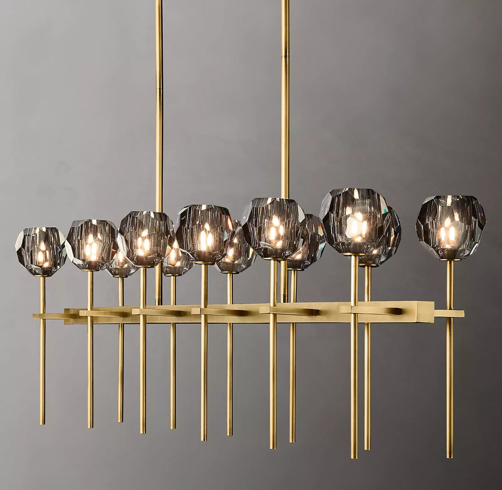 Bille De Crystal Ball Double Linear Chandelier 60"