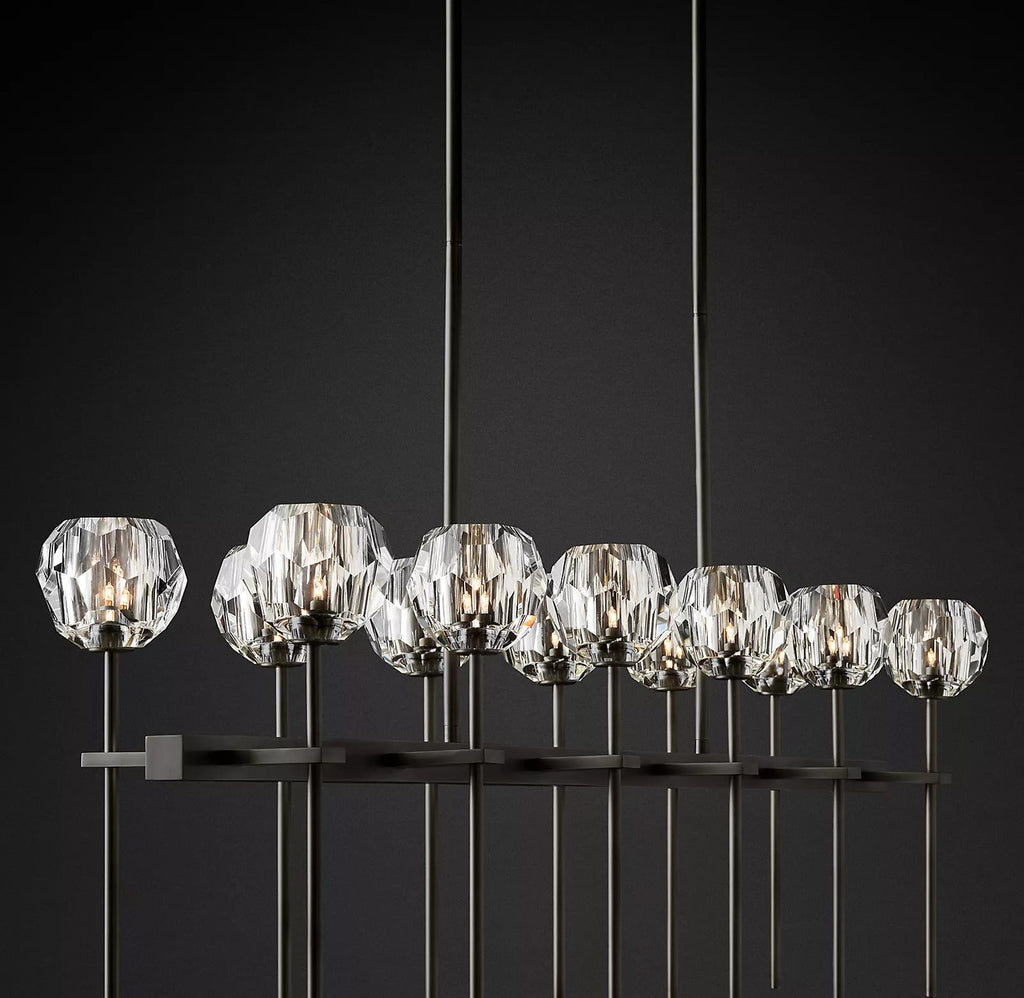 Bille De Crystal Ball Double Linear Chandelier 60"