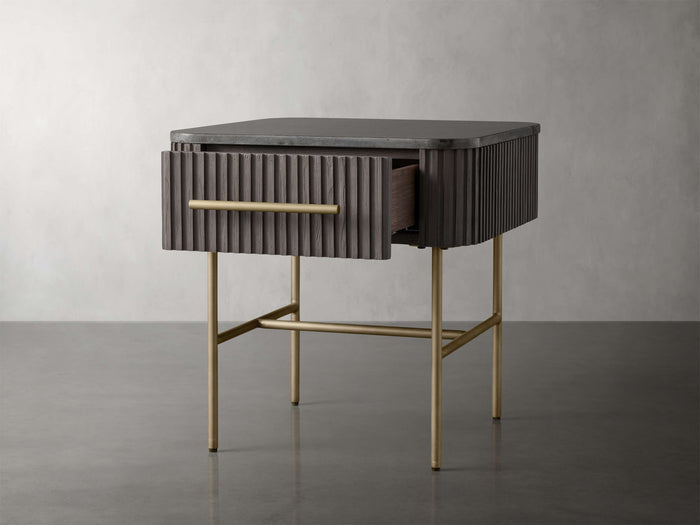 Finnley Marble Top Finish End Table with Drawer