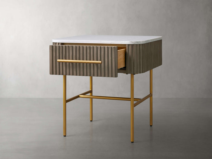 Finnley Marble Top Finish End Table with Drawer