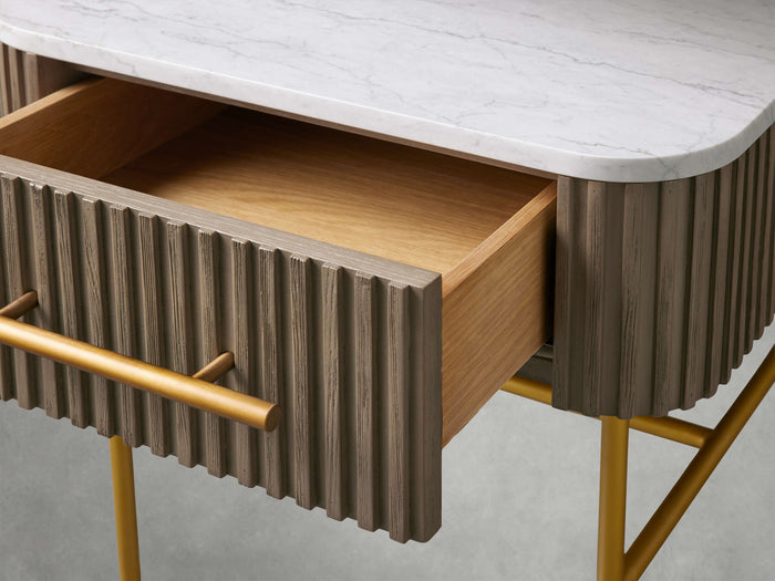 Finnley Marble Top Finish End Table with Drawer