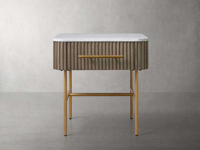 Finnley Marble Top Finish End Table with Drawer