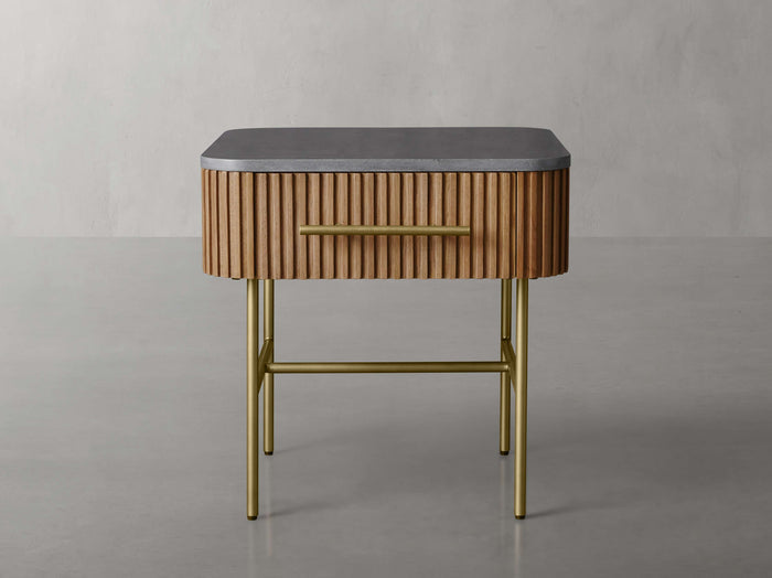 Finnley Marble Top Finish End Table with Drawer