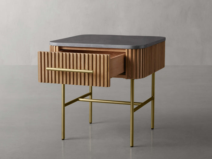 Finnley Marble Top Finish End Table with Drawer