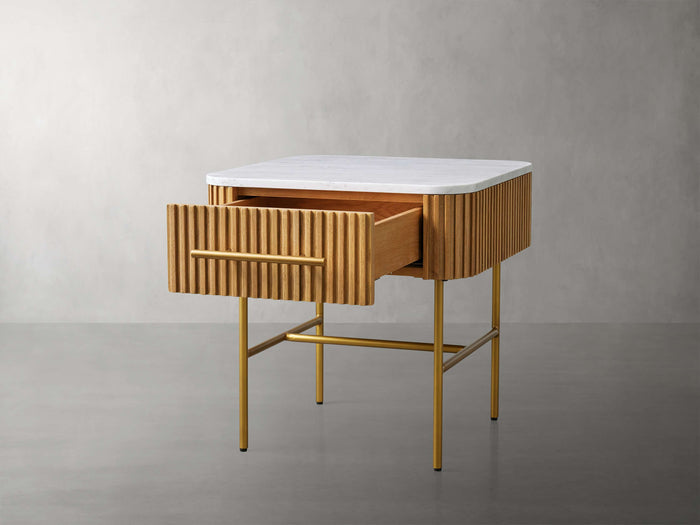 Finnley Marble Top Finish End Table with Drawer