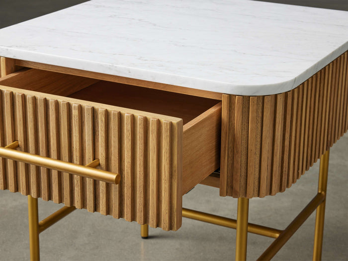 Finnley Marble Top Finish End Table with Drawer