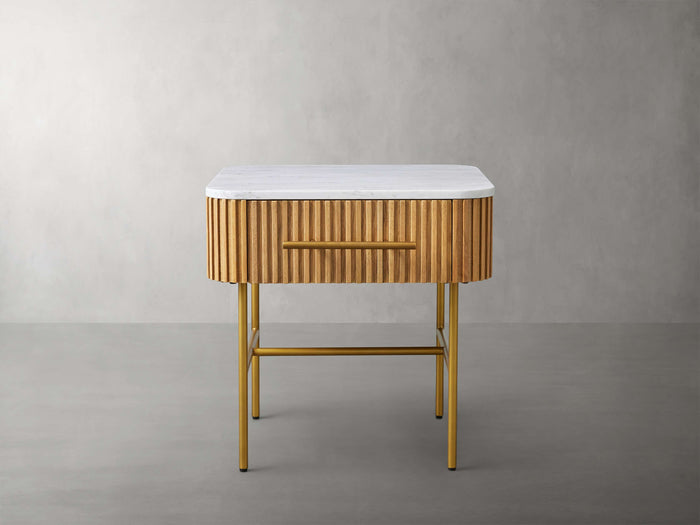Finnley Marble Top Finish End Table with Drawer