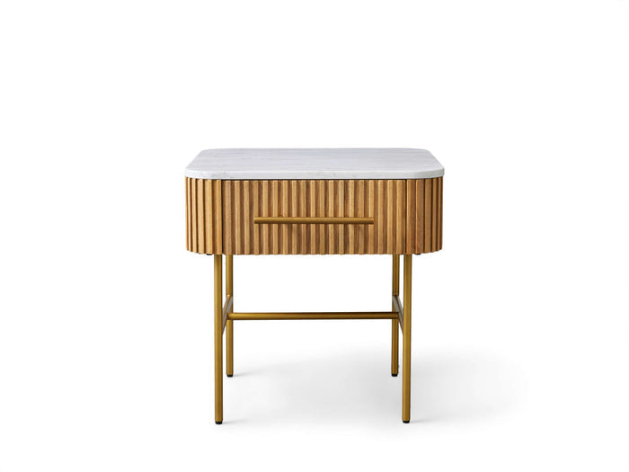 Finnley Marble Top Finish End Table with Drawer