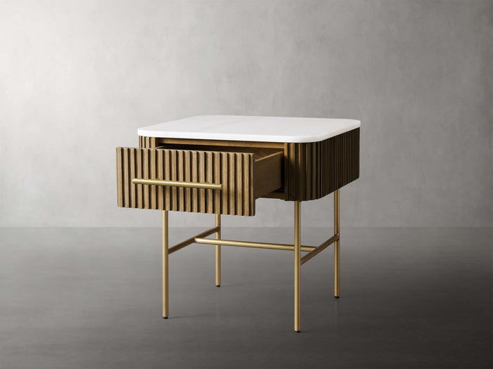 Finnley Marble Top Finish End Table with Drawer