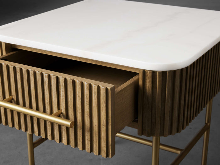 Finnley Marble Top Finish End Table with Drawer