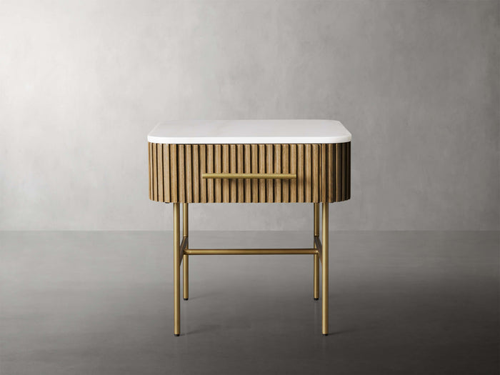 Finnley Marble Top Finish End Table with Drawer