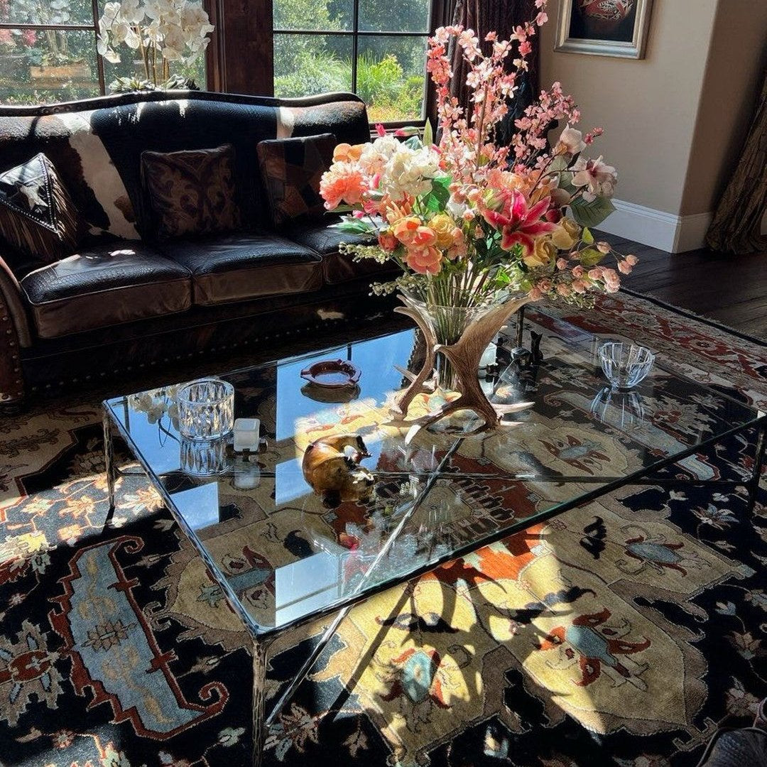THADDEUS SQUARE GLASS COFFEE TABLE