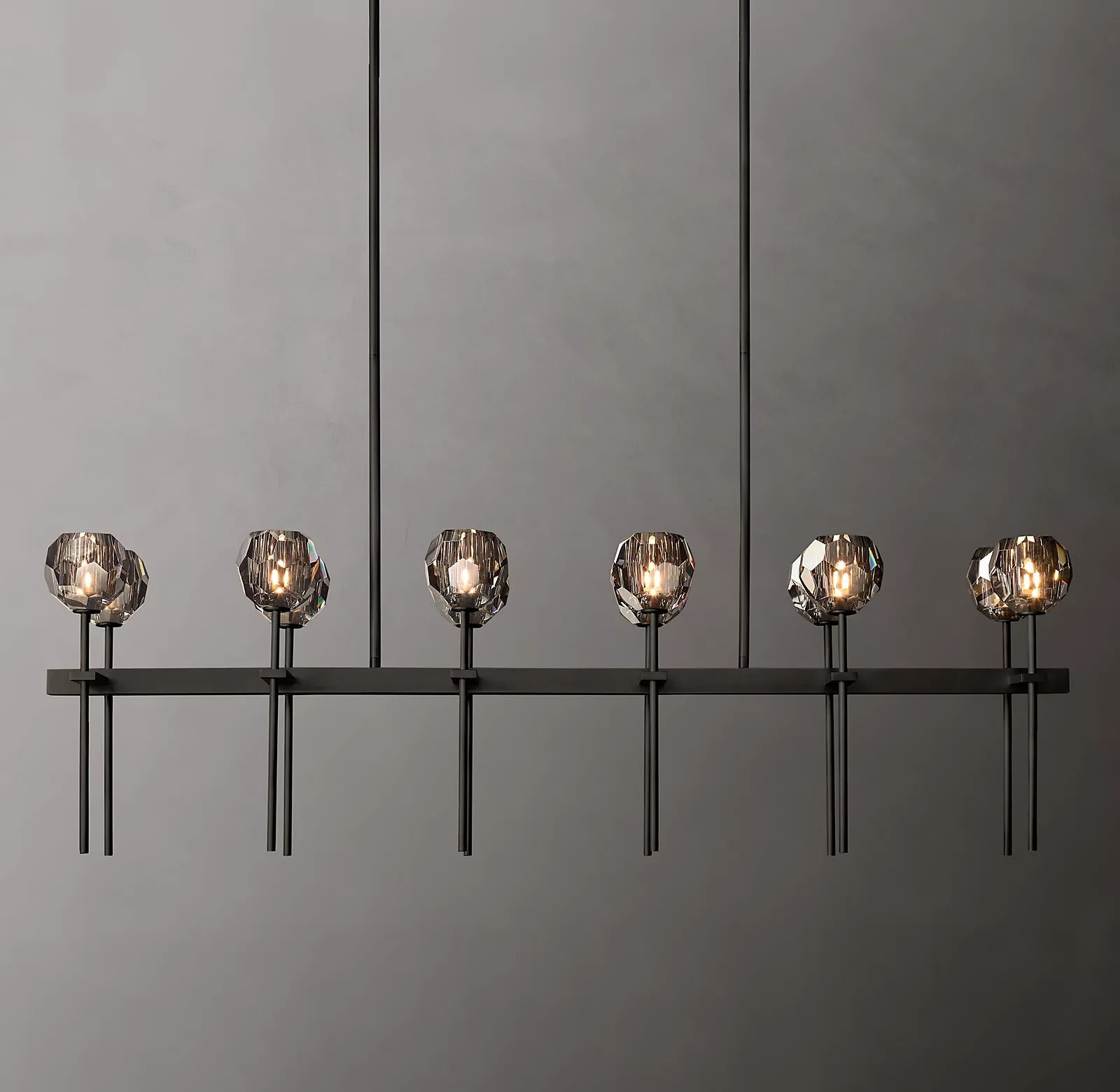 Bille De Crystal Ball Double Linear Chandelier 60"