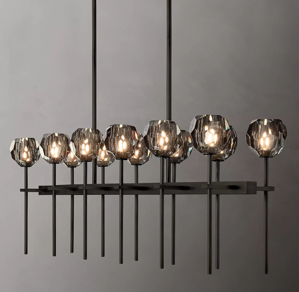 Bille De Crystal Ball Double Linear Chandelier 60"