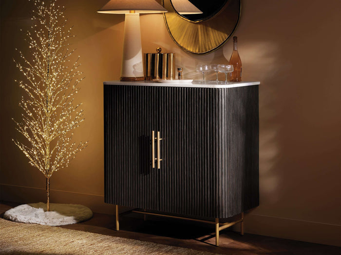 Finnley Bar Marble Top Finish Cabinet