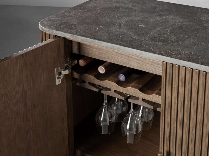 Finnley Bar Marble Top Finish Cabinet