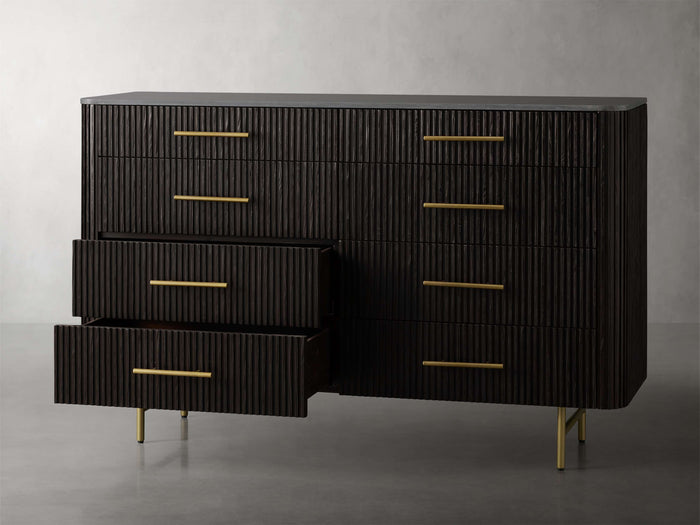 Finnley Eight-Drawer Marble Top Finish Dresser