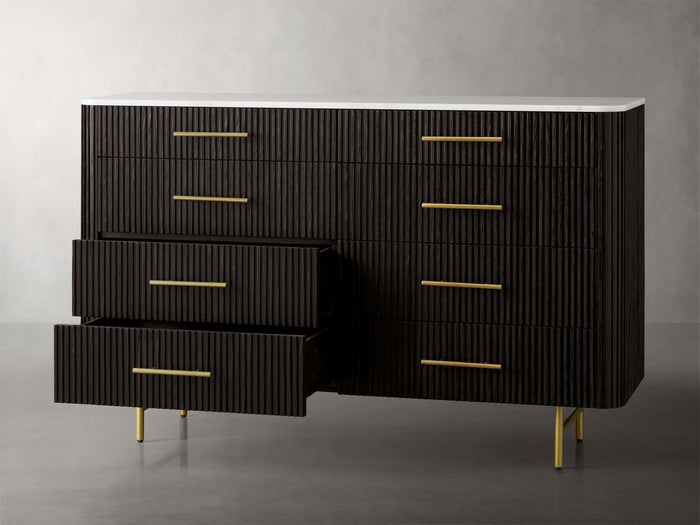 Finnley Eight-Drawer Marble Top Finish Dresser