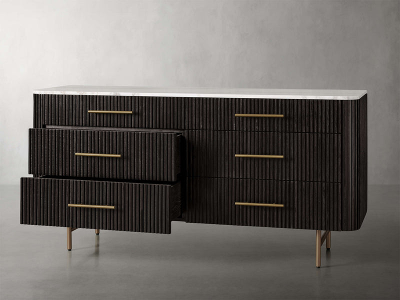 Finnley Six-Drawer Mable Top Finish Dresser