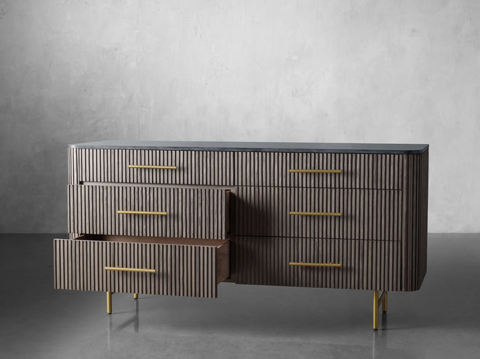Finnley Six-Drawer Mable Top Finish Dresser
