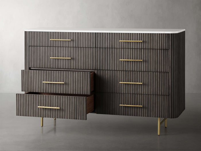 Finnley Eight-Drawer Marble Top Finish Dresser