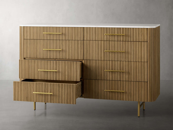 Finnley Eight-Drawer Marble Top Finish Dresser