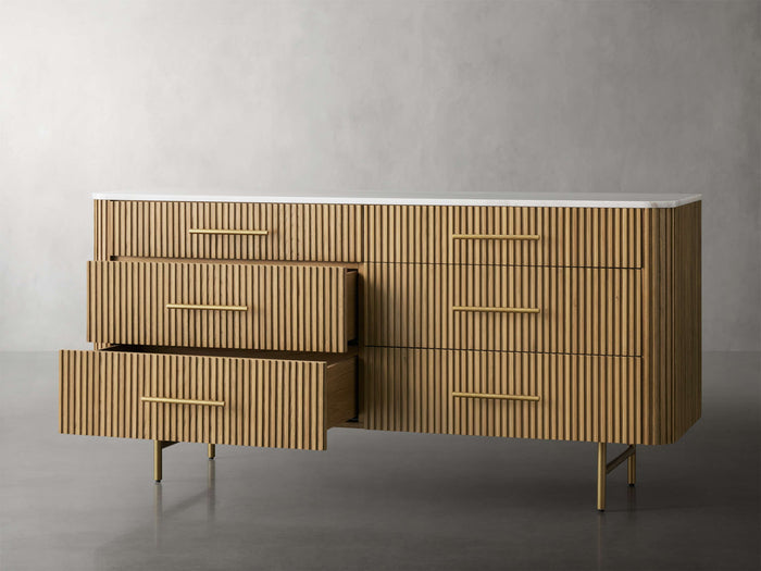 Finnley Six-Drawer Mable Top Finish Dresser