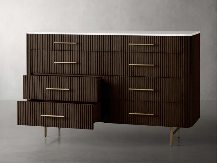 Finnley Eight-Drawer Marble Top Finish Dresser