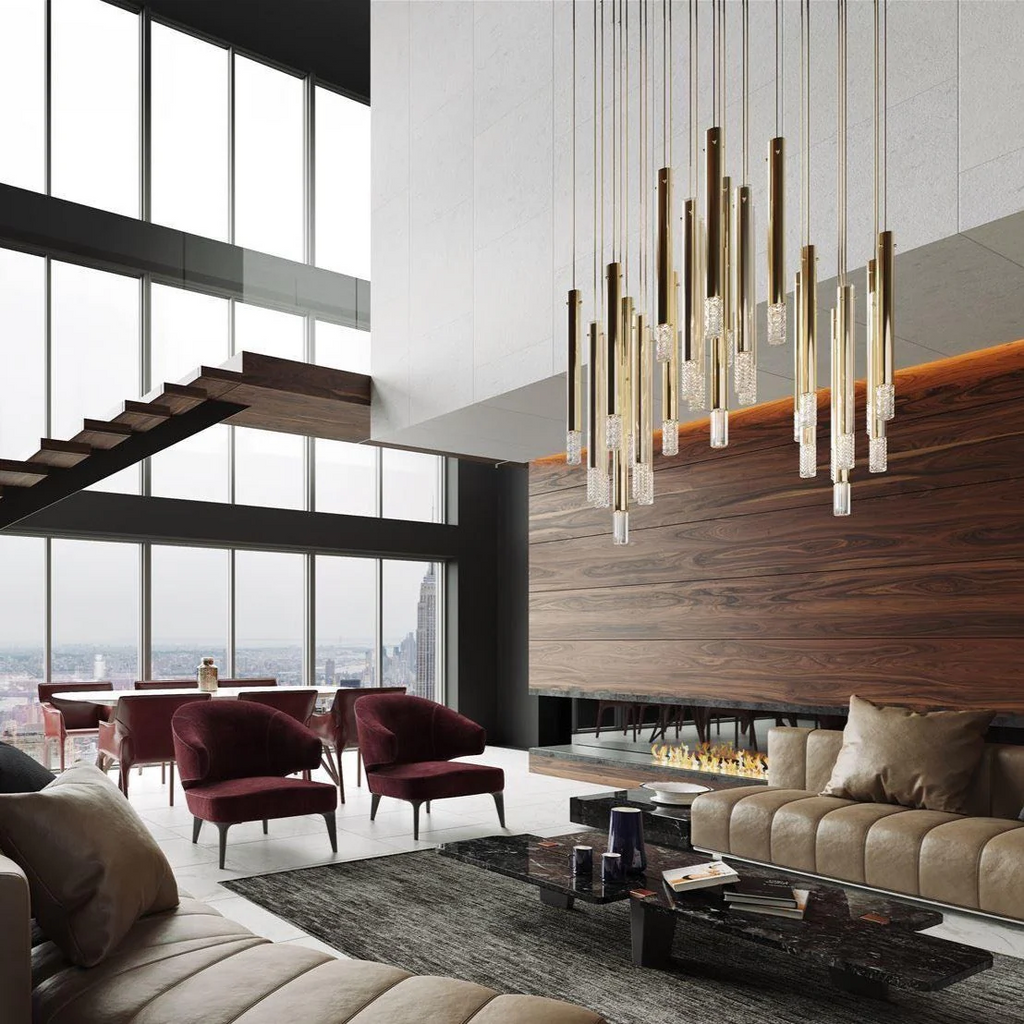 Flare Solitarie pendant Cluster of 7 / Gold Finish