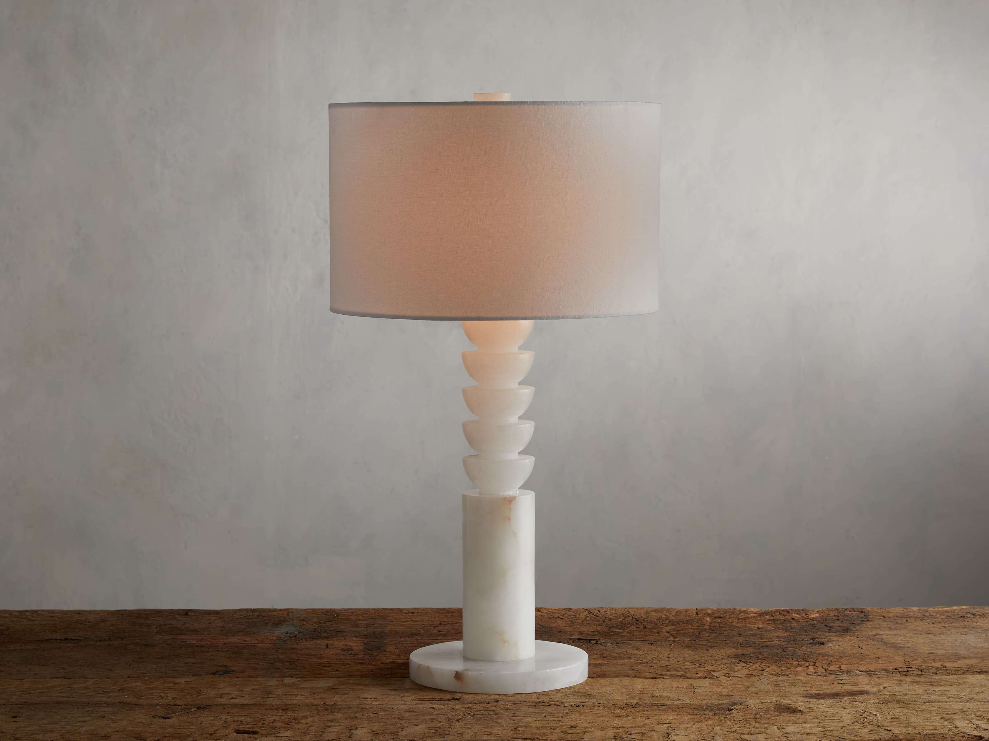 Lathe Alabaster Table Lamp