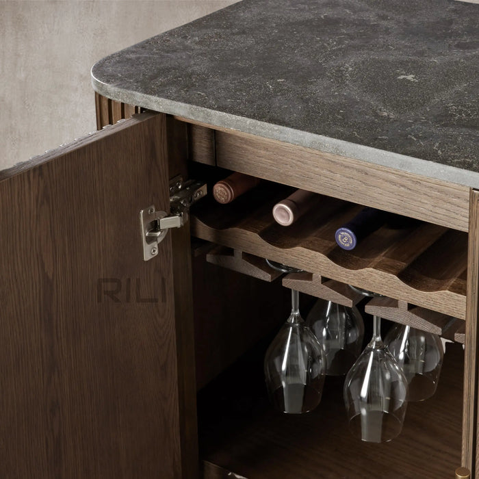 Finnley Bar Marble Top Finish Cabinet