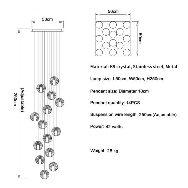 Adonis Suspension Water Drop Chandelier customized（ 48-Light 100x160）