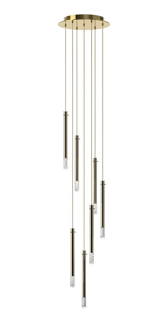 Flare Solitarie pendant Cluster of 7 / Gold Finish