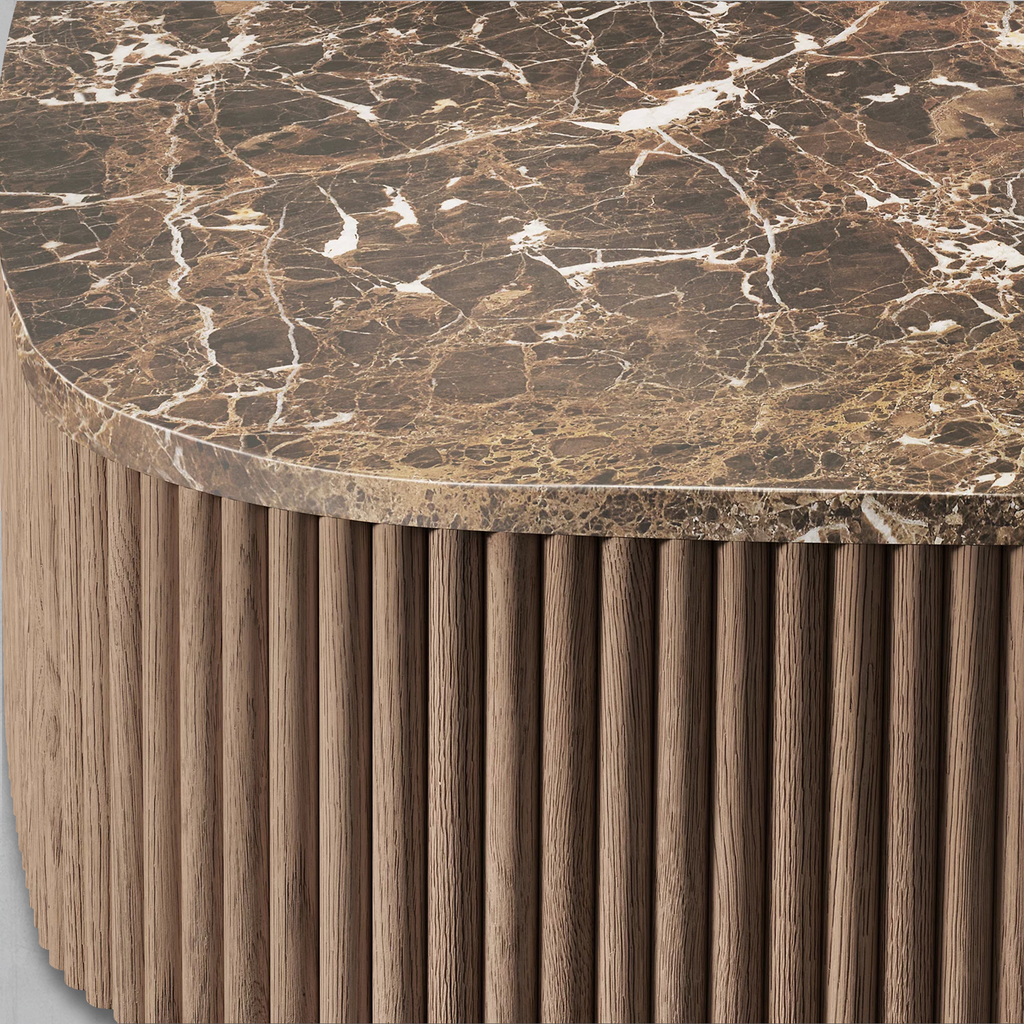 Mulholland Oak Wood & Stone Coffee Table