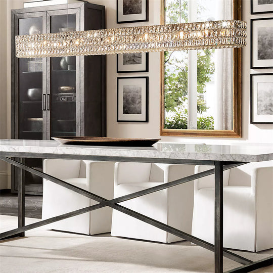 Clear K9 Crystal Linear Ring Chandelier