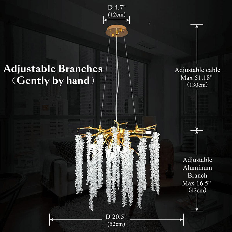 Doris White Crystal Branch Chandelier 20.5"D