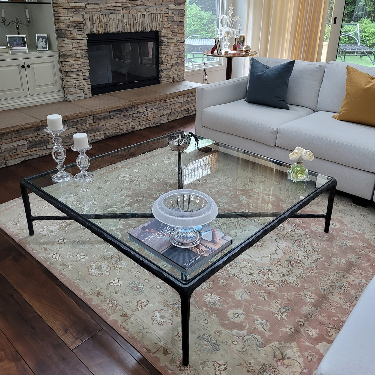 THADDEUS SQUARE GLASS COFFEE TABLE