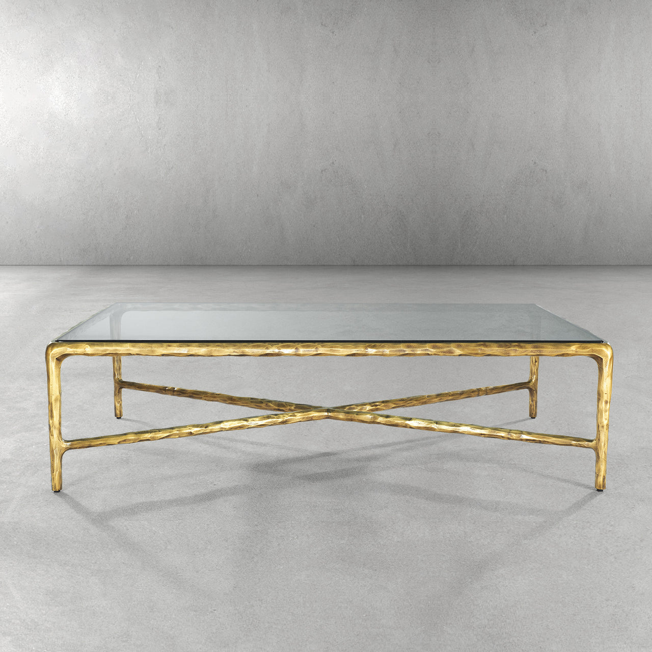 THADDEUS SQUARE GLASS COFFEE TABLE