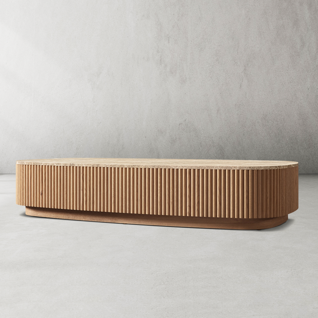 Mulholland Oak Wood & Stone Coffee Table