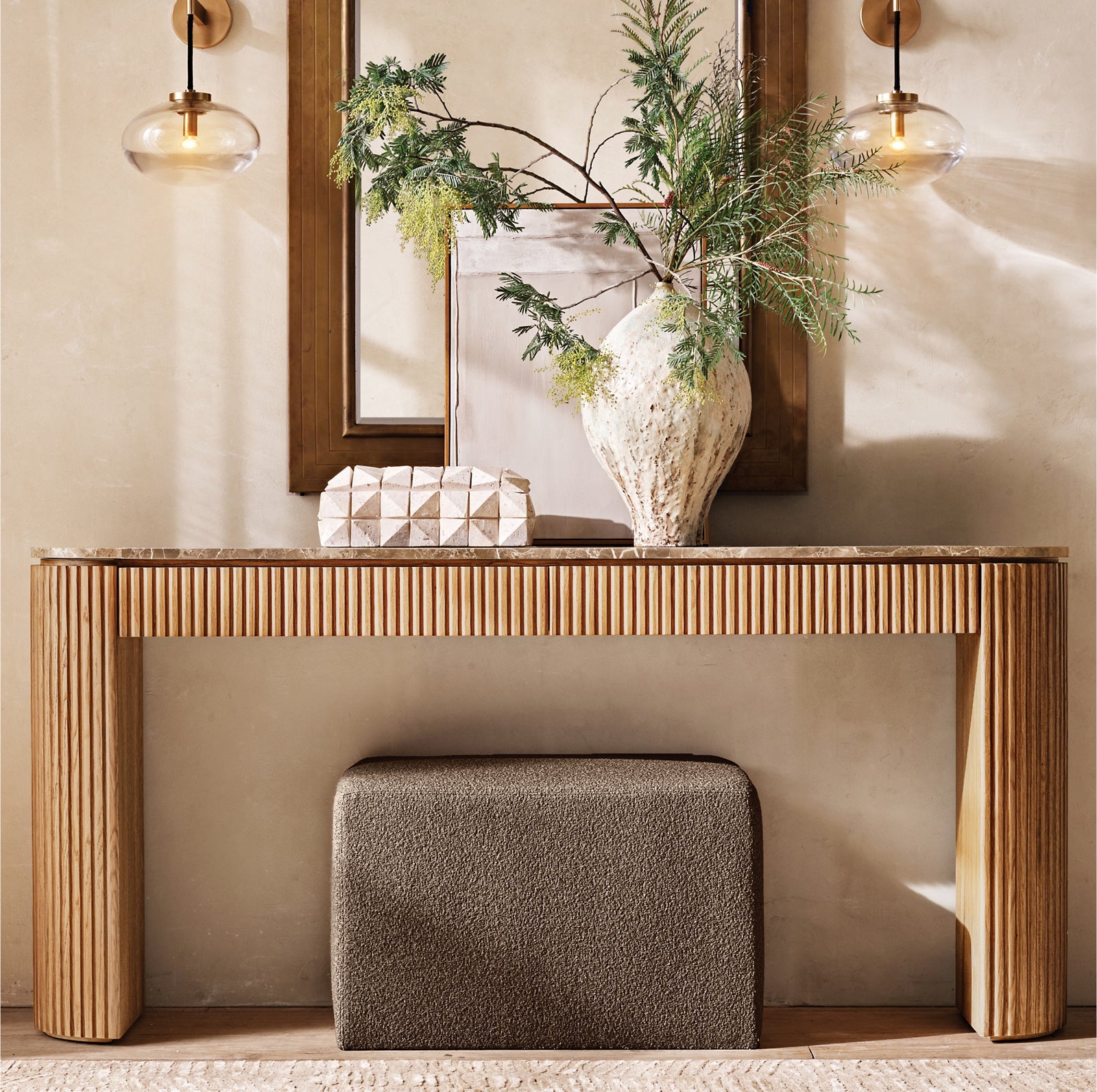 Byron Emperador Console Table with Drawers