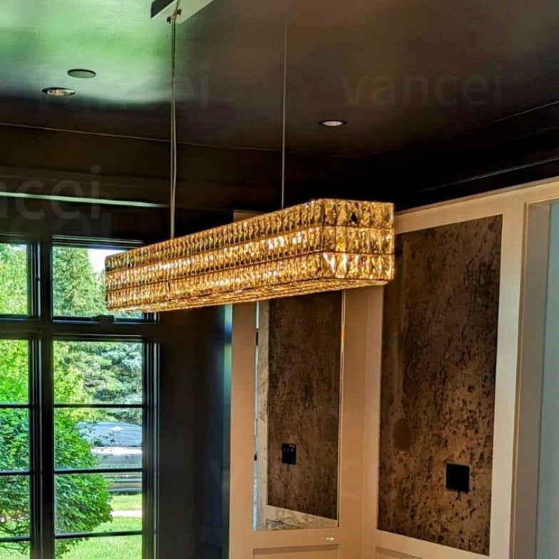 Clear K9 Crystal Linear Ring Chandelier