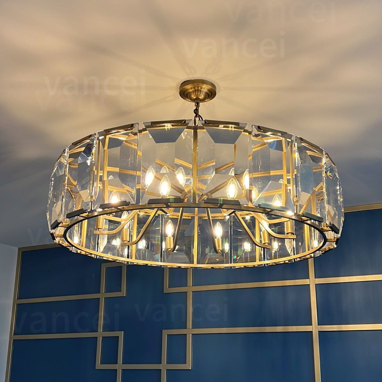 (cusromze 24"）Harlow Multicurve Crystal Round Chandelier