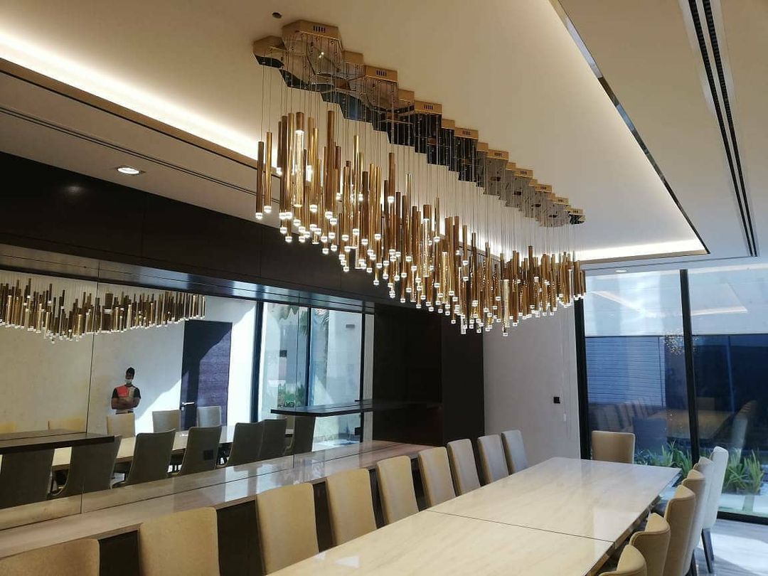 Bellini Round Two-Tone Tubular Pendant Light Chandelier