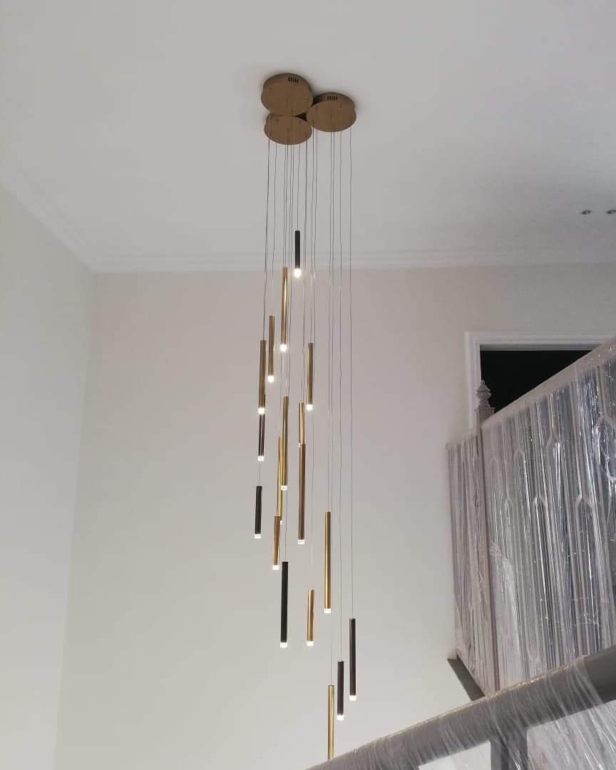 Bellini Round Two-Tone Tubular Pendant Light Chandelier