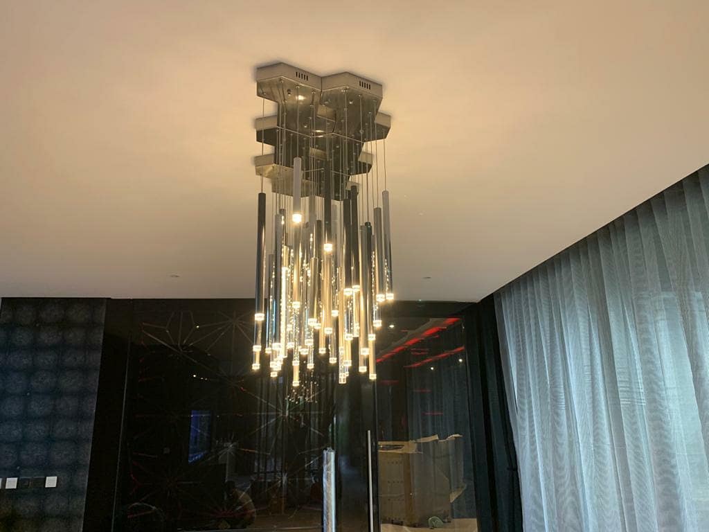 Bellini Square Tri-Tone Tubular Pendant Light Chandelier