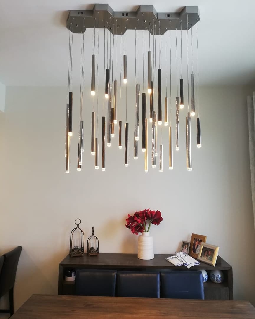 Bellini Round Two-Tone Tubular Pendant Light Chandelier