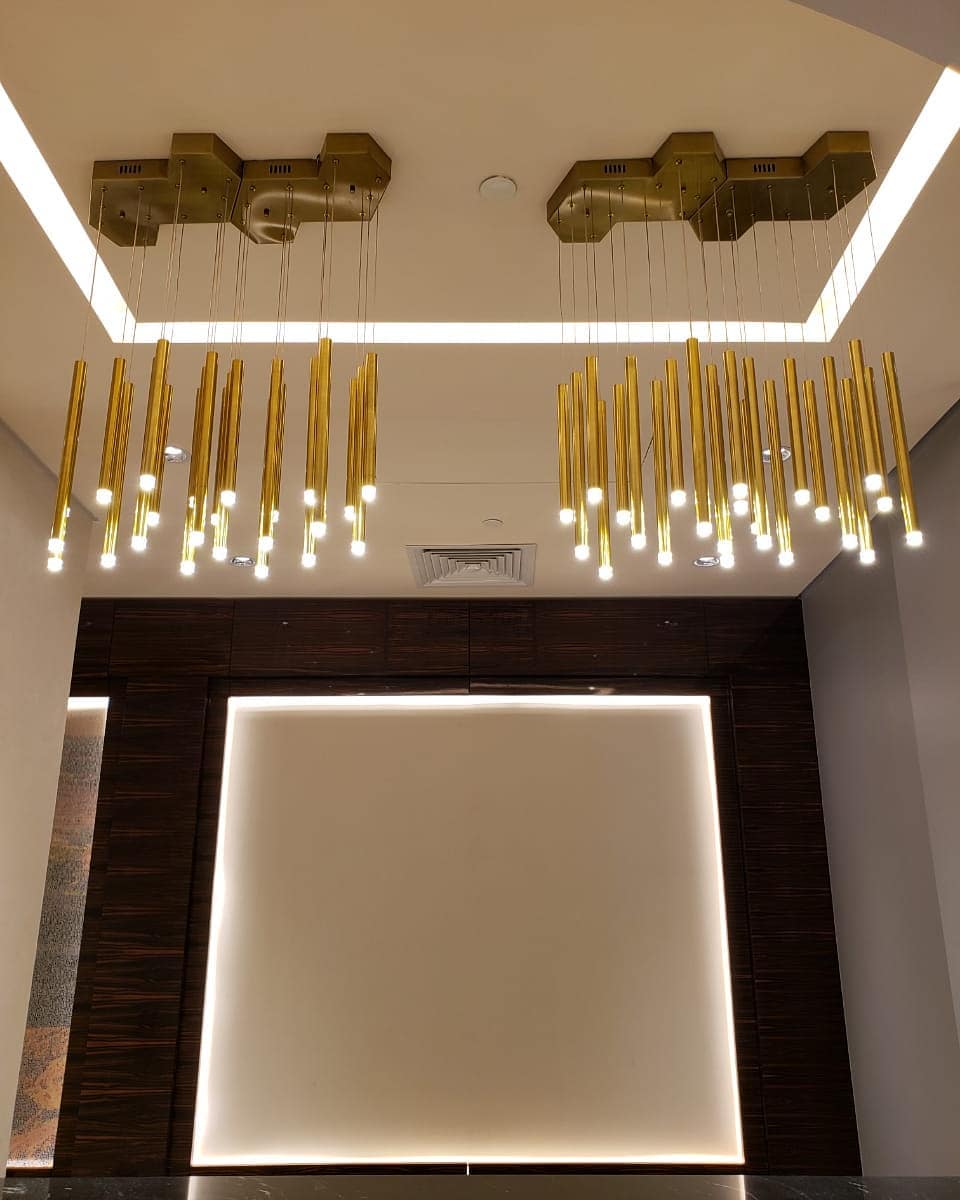 Bellini Rectangular Tri-Tone Tubular Pendant Light Chandelier