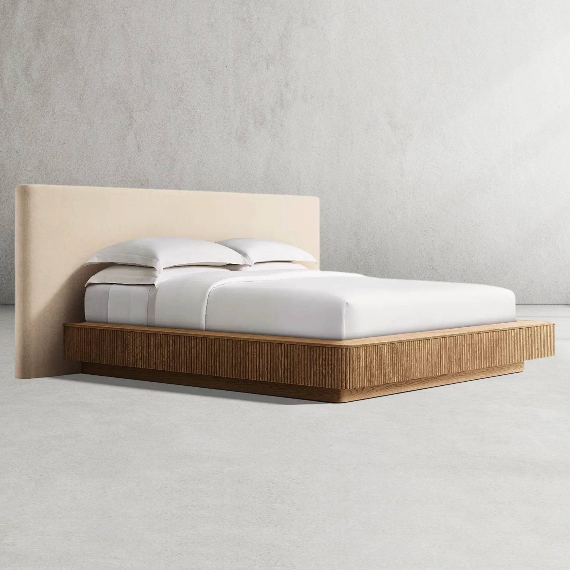 Mulholland Extended Wooden Bed Frame With Fabric Base