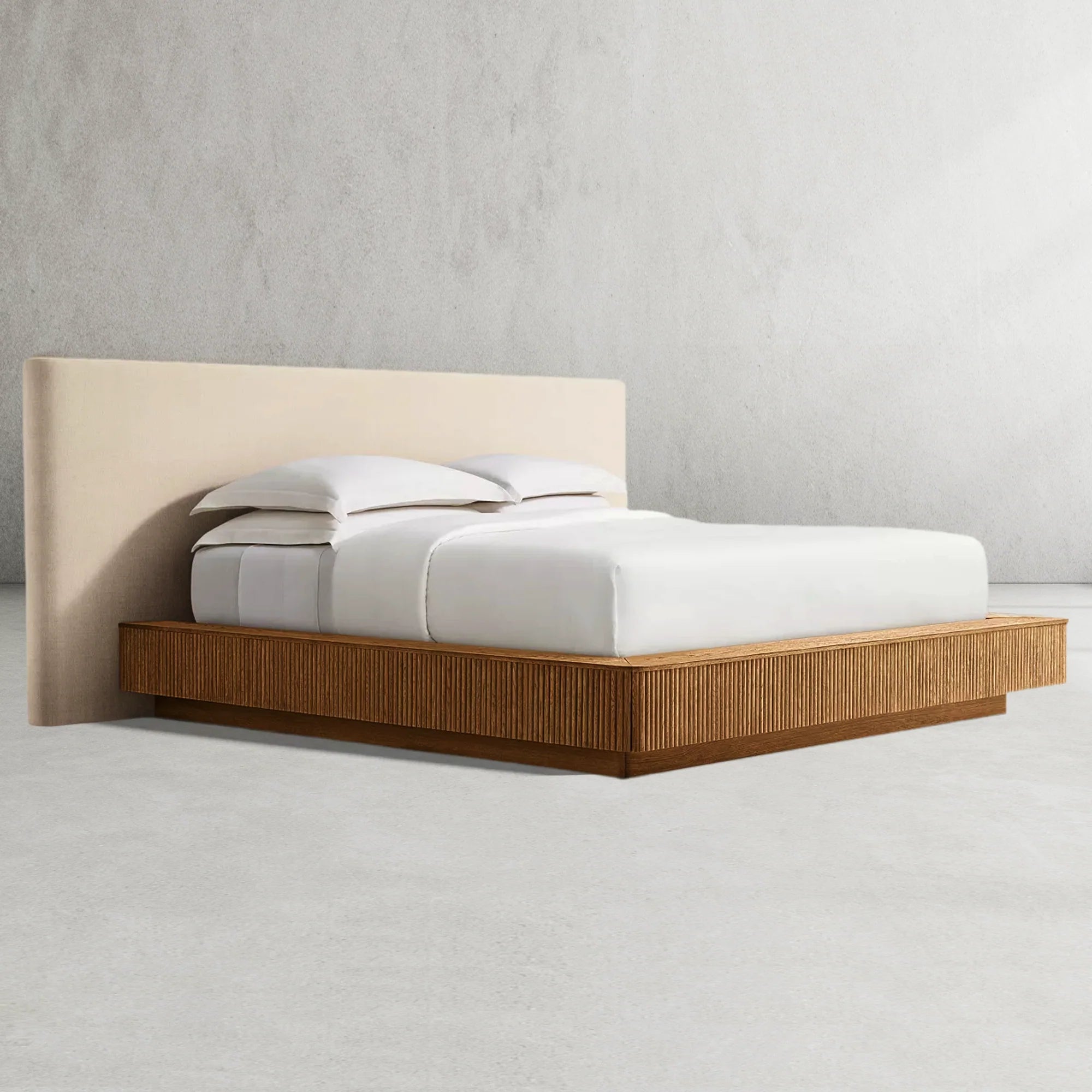 Mulholland Extended Wooden Bed Frame With Fabric Base